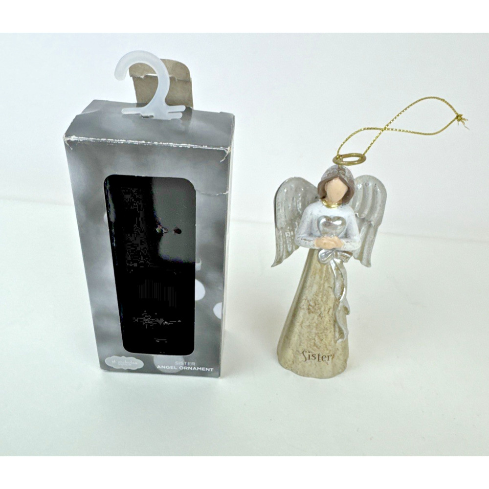 Sister Faceless Angel Holding Heart christmas Rustic Primitive Look Ornament